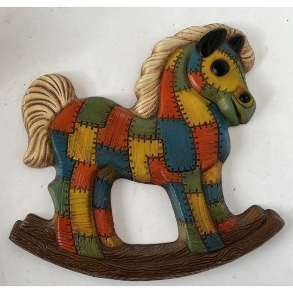 Vintage 1979‎ Foam Craft Nursery Patchwork Rocking Horse Wall Hanging